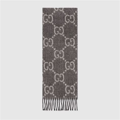 gucci jacquard pattern knit scarf|Gucci scarves with fur trim.